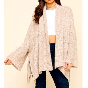 Free People Oversized BFF Cardigan Sweater - Tan/Beige/Oatmeal/Neutral - Size XS